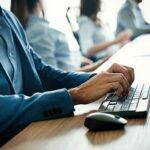 Programmers cooperating brainstorming at information technology company