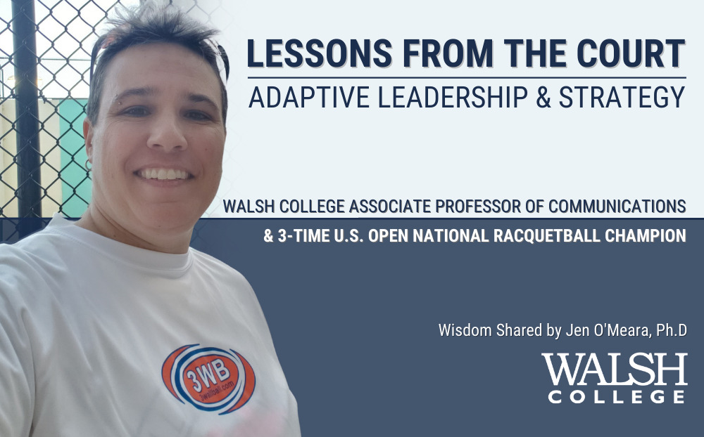 Walsh College Associate Professor Jen O'Meara, Ph.D at Beach Bash Racquetball Tournament